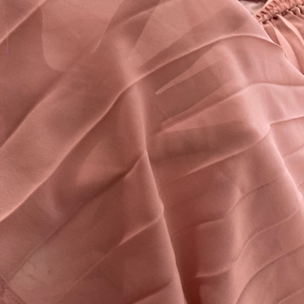 NWOT ebossy blush pink plated high waist flowy chiffon Maxi skirt size L - Picture 10 of 11